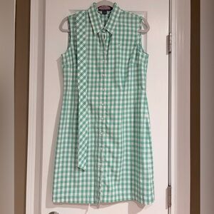 Vineyard Vines Green Gingham Button-Up Shift Dress